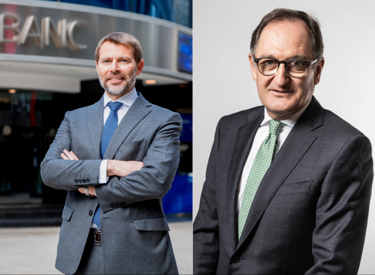 Lluís Alsina Àlvarez (MoraBanc), nou president d’Andorran Banking, i Xavier Cornella Castel (Creand), vicepresident, durant l’Assemblea General 2026.